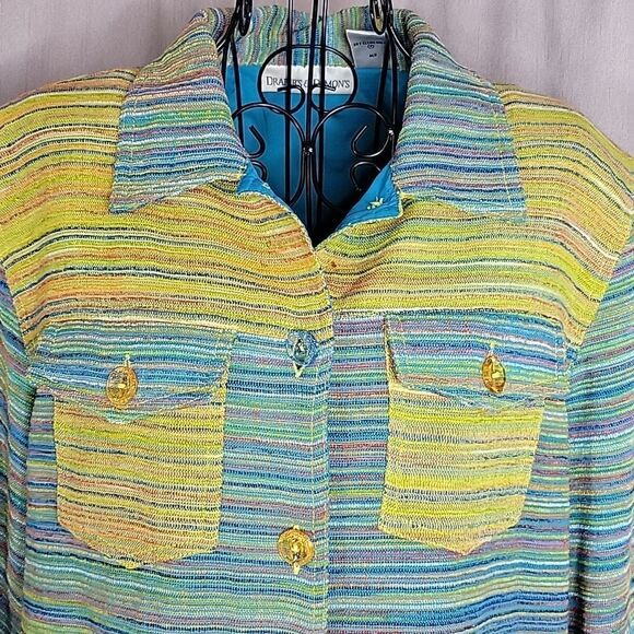 DRAPERS AND DAMONS Blue, Yellow, Red Striped Jacket Large - Picture 2 of 8